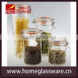 Hot Sale 4 Pcs Glass Storge Jar With Stainless Steel Clips & Silica Gasket