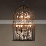 Iron Casting Birdcage Design Crystal Decoration Candle Pendant Lamp thumbnail-1