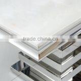 Customized Silver Luxury Stainless Steel Marble Top Dining Table Set for 6 People thumbnail-3
