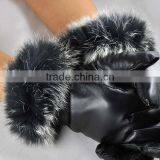 Women's Leather Gloves Autumn Winter Warm Rabbit Fur Gloves Sheepskin Mittens thumbnail-4