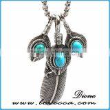 Various Designs Wholesale Titanium Antique Color Men Feather Pendant in Stainless Steel thumbnail-2