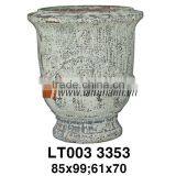 Vietnam Tall Simple Pattern Decorative Outdoor Ancient Green Planter thumbnail-1