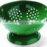 Vintage Enamel Metal Fruit Colander Vegetable Basket Kitchen Strainer With Double Handles thumbnail-2