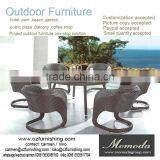 9066 Outdoor Rattan Furniture Leisure Patio Indoor Round Dining Table Set With Glass Top thumbnail-1