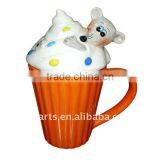 Ceramic Cupcake Mug With Lid, Mouse thumbnail-1