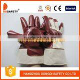 Brown nitrile coating white cotton back nap inside industry working glove(DCN600)