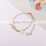 Gold Love Letter Moon Star Charms Bracelet Gold Chain Bracelet Silk Ribbon Bracelet thumbnail-4