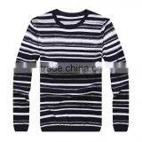 Custom Striped Cotton Crew Neck Cardigan Man Sweater , Pullover thumbnail-1