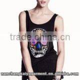 Wholesale Womens Cotton Colorful Skull Printing and Beautiful Decoration Tank Top thumbnail-1