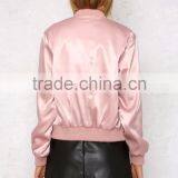 Woman Jacket Latest Design Shiny Satin Bomber Jacket thumbnail-3