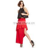 MGOO New Arrival Manufacturer Skirt Women Red Plain Maxi Ruffles Two Layers Runway Fashion Skirt 15146A143 thumbnail-4