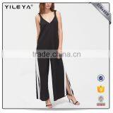 2017 Ladies Classic High Leg Slit Chiffon Wide Length Jumpsuit thumbnail-3