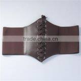 PU Leather Elastic Wide Waist Belt Coffee thumbnail-1