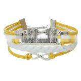 Wax Rope Braiding Bracelets Yellow & White Antique Silver Owl Halloween & Infinity Symbol Findings 18cm thumbnail-1