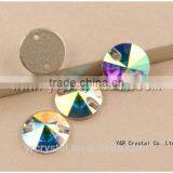 AB Color Round Crystal Rivoli 8mm Sew on Rhinestones thumbnail-1