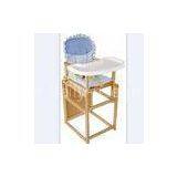Popular Seat Cushion Baby Feeding Chair , Baby Wooden High Chair