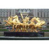 Bronze Horse Sculpture - Gold Apollo Chariot and Horse Bronze Sculpture Statues thumbnail-2