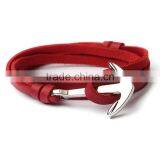 Anchor Lady Wrist Band Braided Leather Bracelet