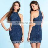 Online High Neck Denim Dresses Bodycon Dress Ladies Denim Dress 2015 thumbnail-1