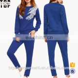 Latest top design ladies tracksuits with custom angle wings print