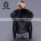 Three Color Selectable Big Raccoon Collar Lining Ladies Jackets Coats Winter Fashion Sheep Fur And Leahter Overcoat thumbnail-3