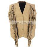 HMB-3211B LEATHER VEST BIKER STYLE FRINGES COAT BRAIDS thumbnail-1