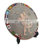 custom zinc alloy round jiujitsu sport souvenir metal plate