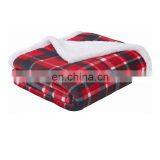 Wholesale Luxury Custom Printed Hooded Blanket Sherpa Mink Fleece Blanket Red Plaid Blanket thumbnail-1