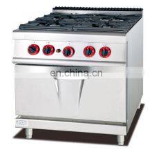 Stainless Steel Commercial Gas 4 Stoves Cooker with Oven