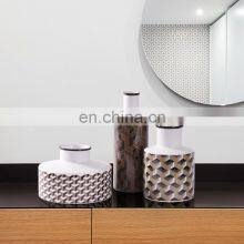 Nordic Modern Floral Arrangement Simple Geometric Pattern Decal Luxury Ceramic Vase for Table Decoration thumbnail-2
