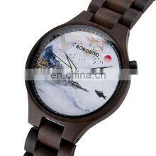Fashion Ink Painting Stylish Timepiece Handmade Wood Watches Men Clock Japan Movement Quartz Wristwatch Dropshipping thumbnail-2