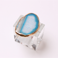 Acrylic Napkin Ring Thankful Wedding With Natural Blue Agate Slice thumbnail-3