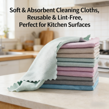 Fish Scales Design Microfiber Kitchen Washcloth Highly Absorbent Reusable Dish Towel thumbnail-1