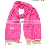 Hot Selling Star Printed Tassel Lace Brim Sewed Boys Girls Kids Linen Cotton Scarf thumbnail-2