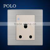 3 Pole Round Socket PC Material Wall Switch Germany US 1 Gang Switch and 15A Socket