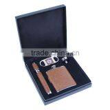 Stainless Steel Classical Luxury Leather Golf Hip Flask Gift Set