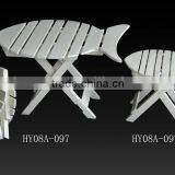 Antique White Foldable Wood Table for Garden Deco