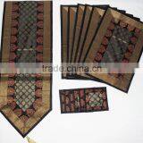 Placemats and Coaster in Black Color Indian Silk Table Runner thumbnail-1