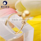 AAA quality new design Simple Japan saltwater pearl rings 18K gold with zircon for girls