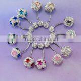 Beautiful Belly Button Rings, Wholesale China Factory Body Jewelry, Charm Navel Rings With Double Gems Balls thumbnail-3