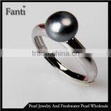 Black Pearl Ring/real Natural Pearl Ring thumbnail-1