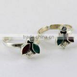 Be Better Red Onyx_Green Onyx_White CZ 925 Sterling Silver Toe Ring, Online Silver Jewelry, Unique Silver Jewelry thumbnail-1