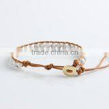 Pure Manual Needle Wear White Pine Natural Stone Beads Bracelet Leather Leather Cord Bracelet Wholesale thumbnail-4