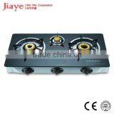 Three Gas Buner Black Glass Top With Stainless Steel Bottom Frame Gas Stove JY-TG3005 thumbnail-1