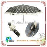 21" Automatic Spot Fabric With Lace Edge for Lady Folding Umbrella