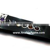 Black Jasper Chakra Flat Stick Pendant With Chakra Cabs : Wholesale Gemstone Chakra Pendants for Sell thumbnail-5
