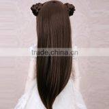 Long Straight Black Bjd/blythe Doll Wig With Two Hair Buns thumbnail-3