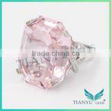 925 Sterling Silver Big Pink Diamond Ring thumbnail-3