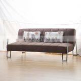 Living Room or Hotel Use Folded Fabric Sofa Bed With Simple Metal Armrest thumbnail-2