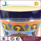 YSfp0007-02 Hand Print Ceramic Standing Flower Pot Rack for Garden thumbnail-2